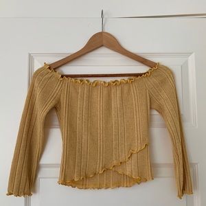 Yellow off the shoulder crop top